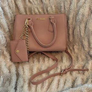 Steve Madden Pink Satchel with Gold Hardware and Detachable Strap